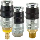 派克E-z-mate 系列快換陰接頭，扭轉(zhuǎn)開關(guān)空氣流通，符合 ISO 4414 排氣要求